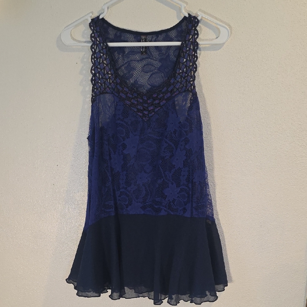 Free People Indigo Blue Swing Top